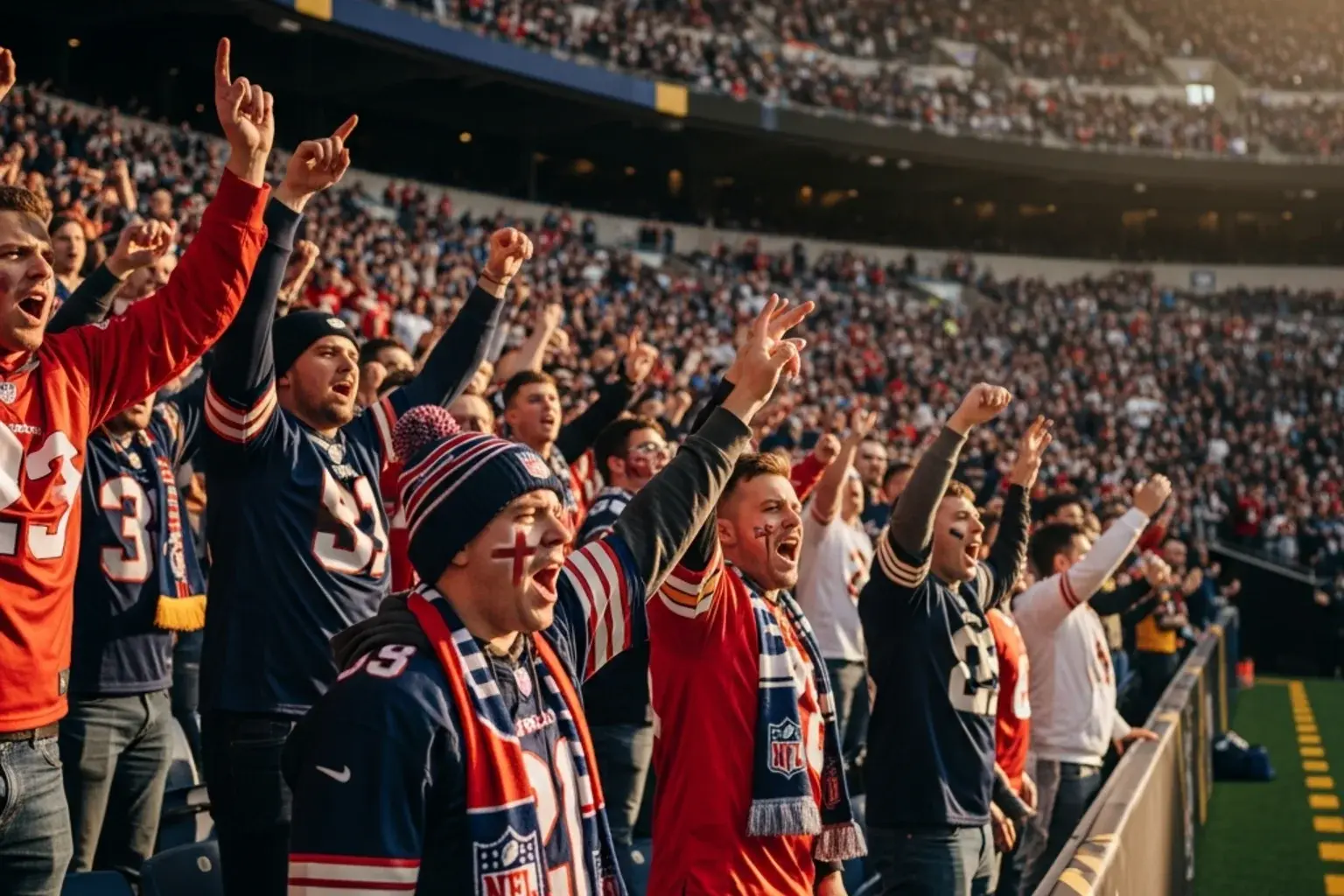 UK NFL fans cheering at a London Games fixture inside Tottenham Hotspur Stadium